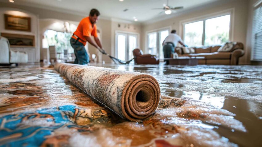 Water on floor in home needing flood damage repair in Detroit, MI